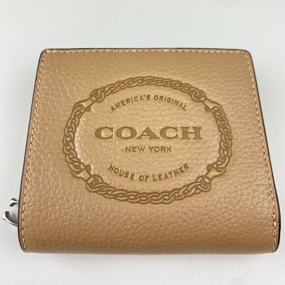Coach CM216 Snap Wallet With Coach Heritage in Taupe, New with Tag - Picture 5 of 5